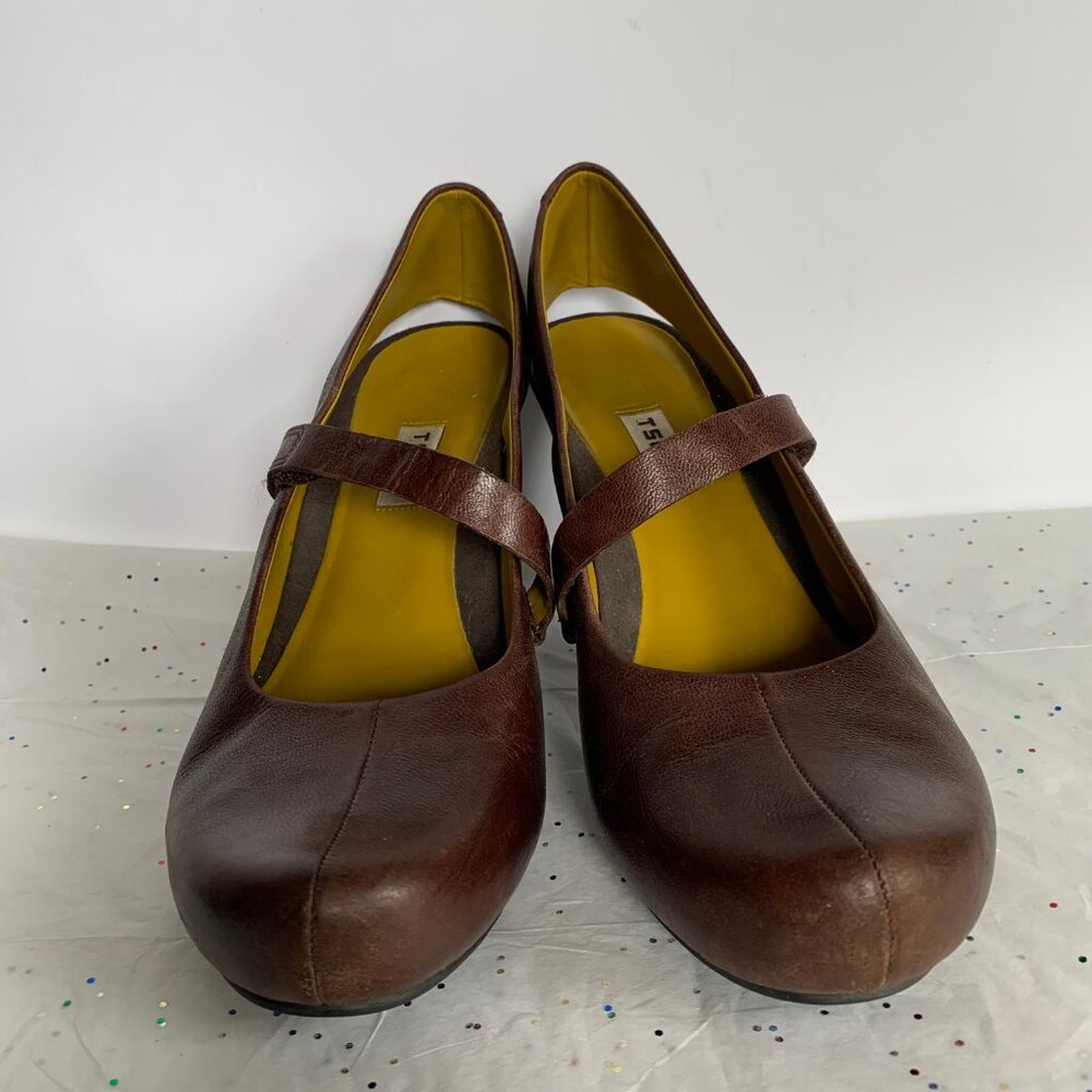 Tsubo Acrea Size 10  Brown Leather Slingback Mary Jane Pumps Comfort - 9.5 39.5 - Picture 10 of 13